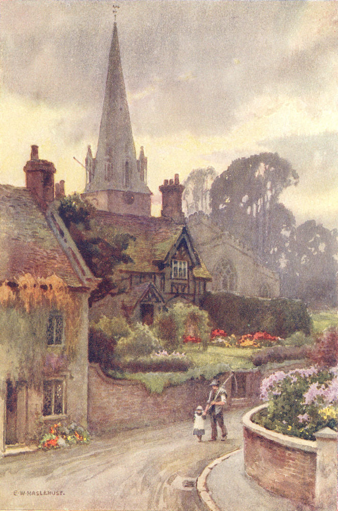 Edwinstowe, the Dukeries. Nottinghamshire. By Ernest Haslehust 1920 old print